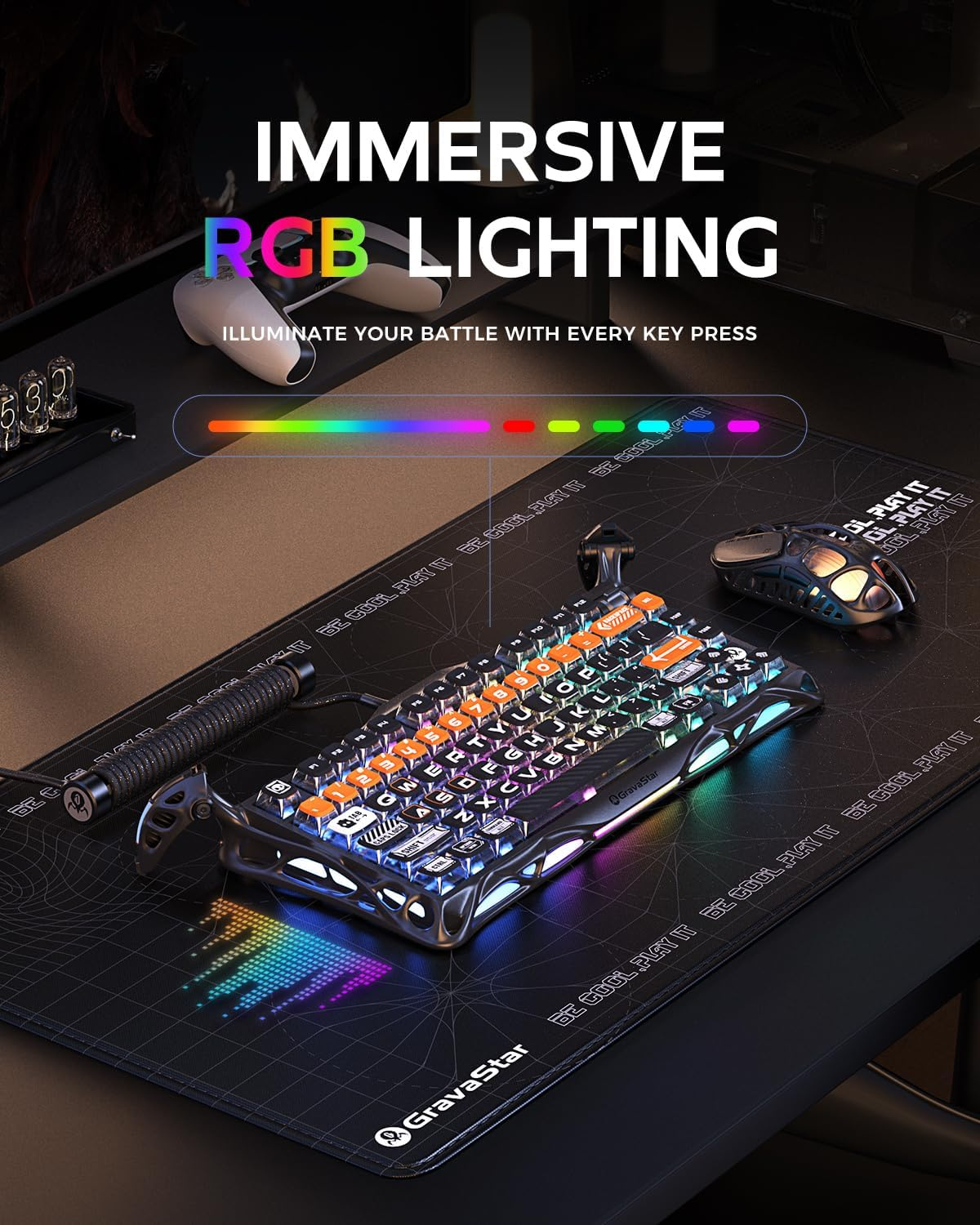 GravaStar Mercury K1 Pro 75% Wireless Mechanical Gaming Keyboard - Cyber Flare GravaStar Mercury K1 Pro 75% Wireless Mechanical Gaming Keyboard - Cyber Flare